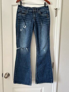 Silver Jeans Eden Flare Low Rise Distressed Jeans W28 L33
